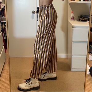 UO High-waisted striped wide leg pants